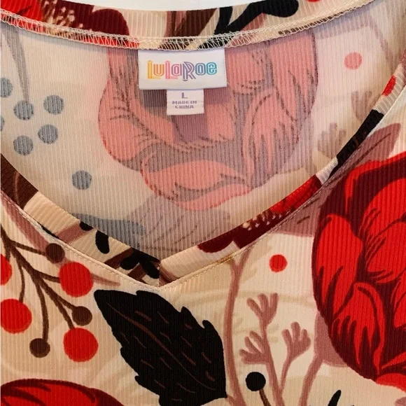 LuLaRoe Floral V-Neck Top - Picture 5 of 6
